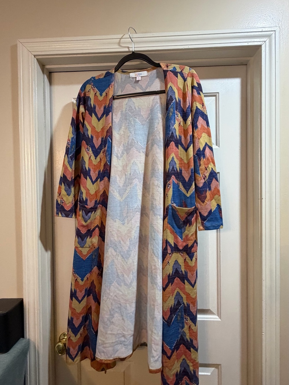 LuLaRoe Sarah Chevron Duster Cardigan - Multicolor
